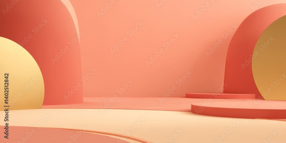 Aufkleber elegant 3d cartoon scene with smooth surfaces and empty spaces