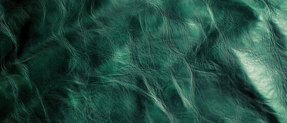 Obraz premium Cracked structured leather modern green design as background texture