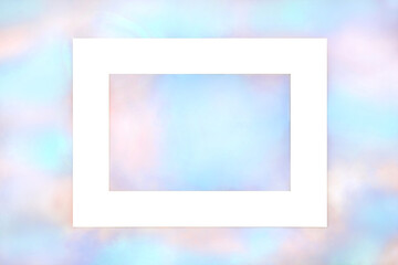 Heavenly paradise sky background frame. Abstract surreal dreamy ethereal border design for romantic beautiful greeting card,