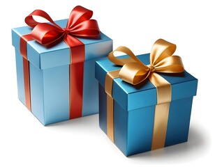 Obraz premium Two Gift Boxes with Red and Gold Ribbons