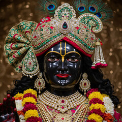 Intricate Krishna: Detailed Close-Up of Lord Krishna's Features