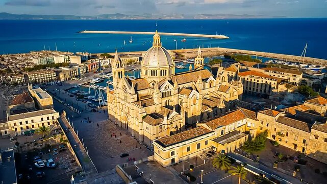 Aerial View of the Cathedral of St. Mary of the Assumption in Alghero, Sardinia