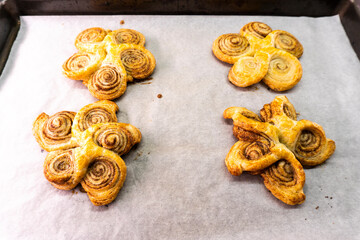 Puff pastry cinnamon rolls. Pastry dessert. food