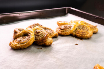 Puff pastry cinnamon rolls. Pastry dessert. food