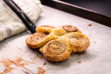 Puff pastry cinnamon rolls. Pastry dessert. food