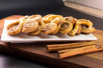 Puff pastry cinnamon rolls. Pastry dessert. food