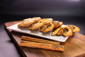 Puff pastry cinnamon rolls. Pastry dessert. food