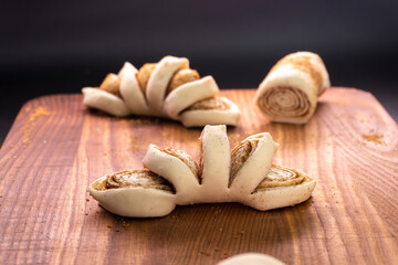 Puff pastry cinnamon rolls. Pastry dessert. food