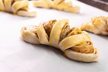 Puff pastry cinnamon rolls. Pastry dessert. food