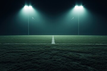 Empty football field at night