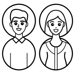 Simple Line Art Profile Icons of Diverse People