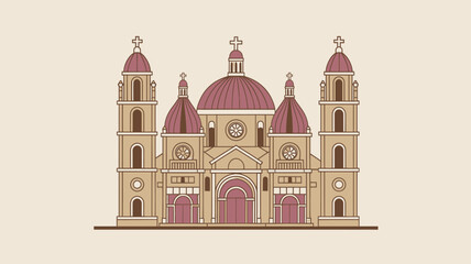 Obraz premium Vintage Manila Cathedral Illustration, Philippines Landmark Vector Graphic