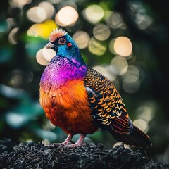 Vibrant Rainbow Colored Bird Exotic Tropical Avian Wildlife Close Up Portrait