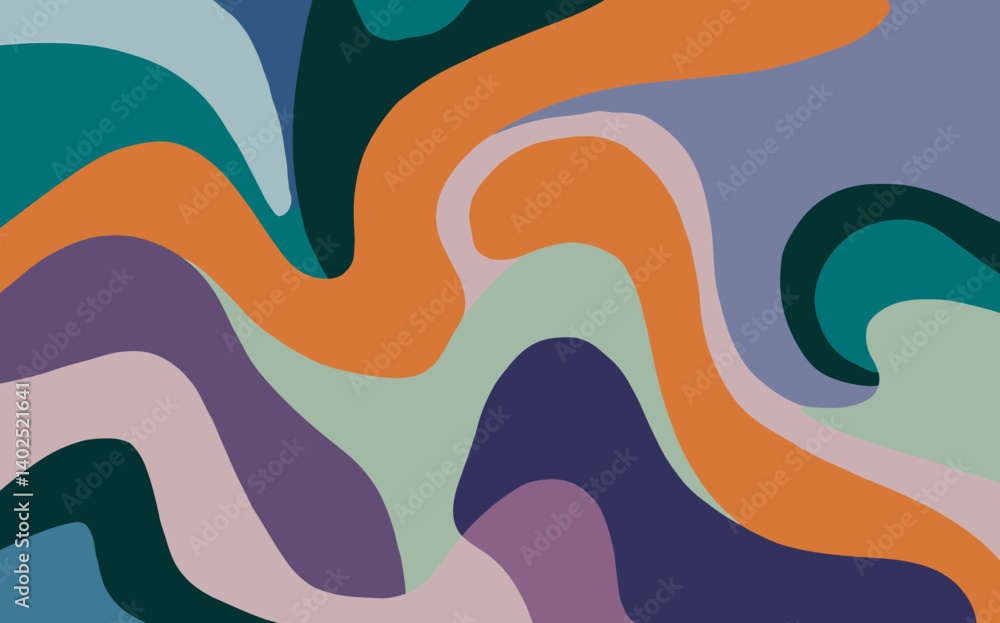 Poster modern colorful swirls background with retro style. abstract waves pattern