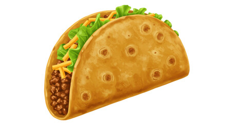 Isolated Taco with Meat and Vegetables