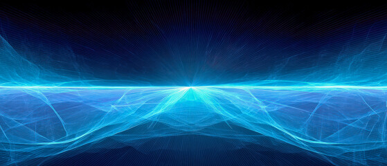 A blue and white background with a blue wave