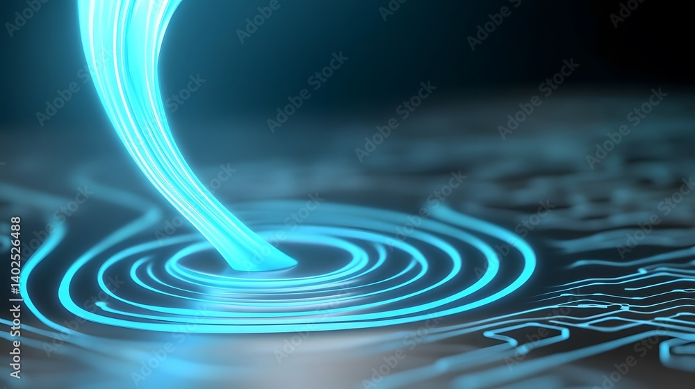 Aufkleber blue light beam emitting from a surface with circular patterns