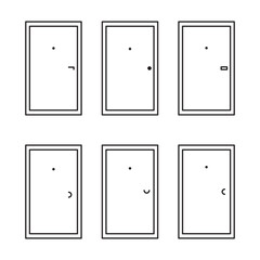 Set of Door Icons in Black and White