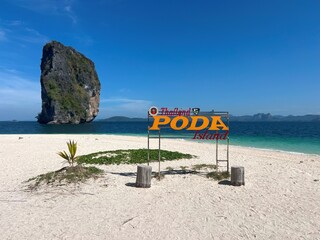 Iconic poda island thailand welcome sign