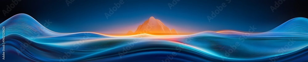 Poster abstract waveforms with glowing center