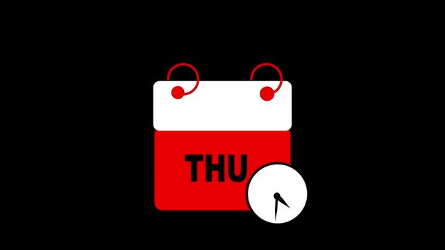 Tuesday calendar icon Animation with transparent background