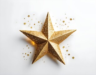 Obraz premium Gold Glitter Star with Confetti on White Background