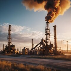 Oil Refinery at Sunset