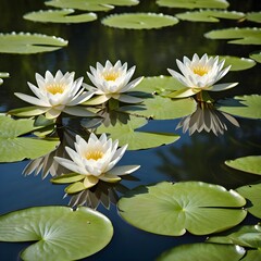 Serene Water Lilies in a Pond