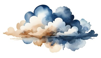 Abstract Watercolor Cloudscape in Blues and Browns
