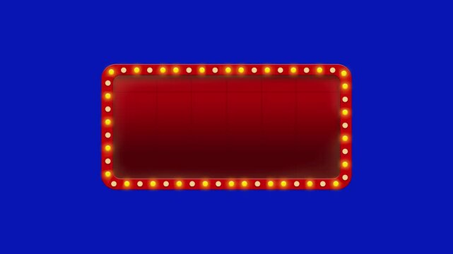 Red marquee light board sign retro on blue background
