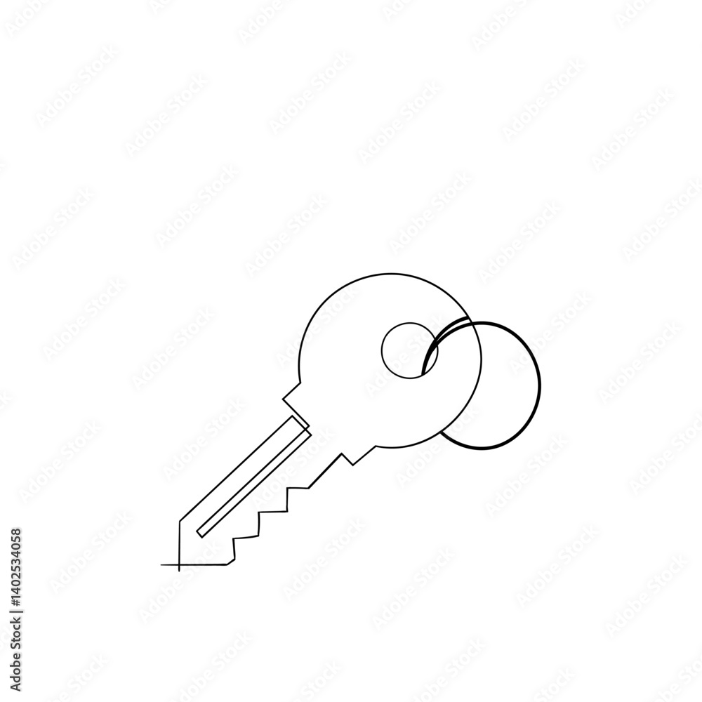 Poster key vector icon key symbol continuous line drawing doodle