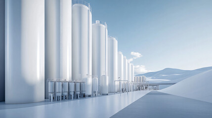 Obraz premium Modern Industrial Facility White Silos Landscape of excellence in splendor beyond compare with grace