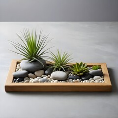 Zen Garden Succulent Arrangement in Wooden Frame