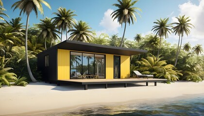 Modern Yellow Beach House in Tropical Paradise