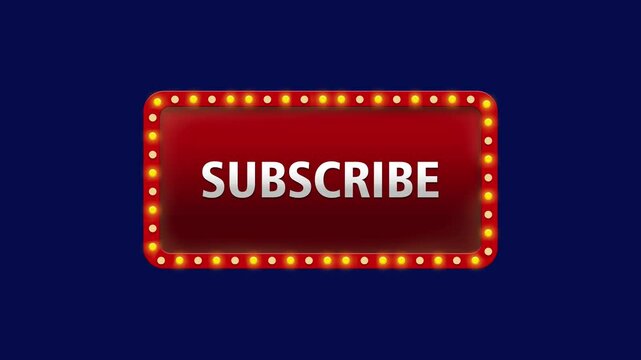 subscribe animation button with red light bulb frame on blue