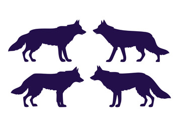 Set of a wolf silhouette vector