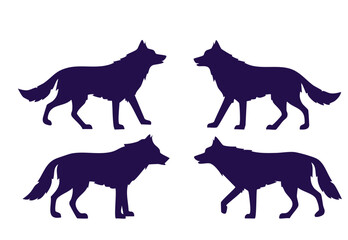 Set of a wolf silhouette vector
