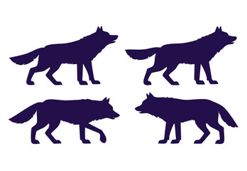 Set of a wolf silhouette vector