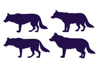 Wolf silhouette collection vector design isolated 