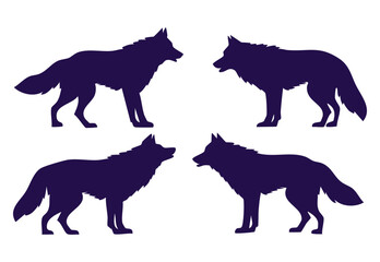 Wolf silhouette collection vector design isolated 