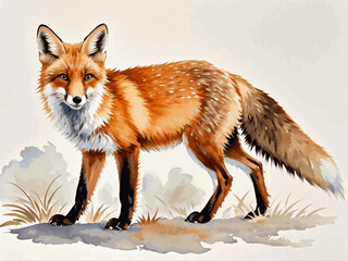 Obraz premium Watercolor wildfire red fox isolated vector illustration svg 