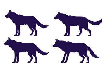 Wolf silhouette collection vector design isolated 