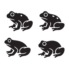 set of funny cartoon frogs