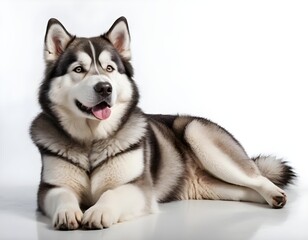 Obraz premium Alaskan Malamute Dog Lying Down, Studio Shot