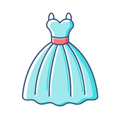 Beautiful Light Blue Ball Gown Wedding Dress with Red Belt Fashion Illustration