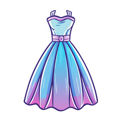 Beautiful Blue and Purple Ball Gown Dress Fashion Illustration