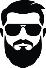 Bearded Man Silhouette with Sunglasses &ndash; Cool Male Face Vector for Logo & Design