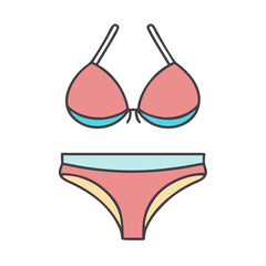 Stylish Pink and Aqua Two Piece Bikini Swimsuit Summer Beachwear Fashion