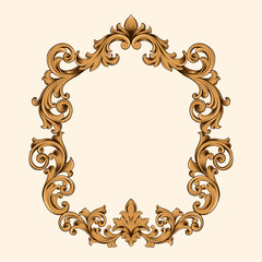 A gold frame with a floral design sits on a white background