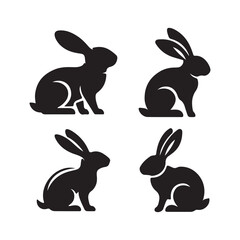vector illustration of rabbits silhouettes